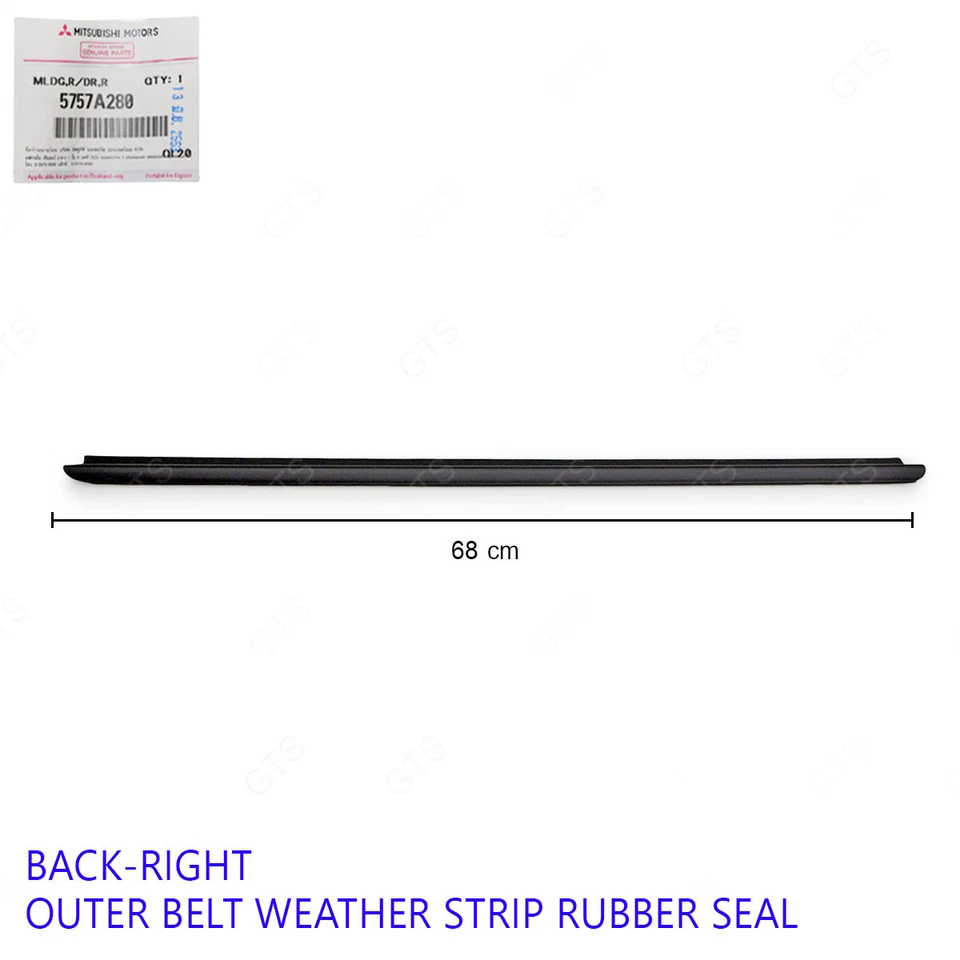 Rear Rh Outer Weatherstrip Door Belt Fits Mitsubishi Mirage Space Star 2012 2018 - Image 1 of 4