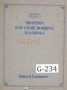 Gould & Eberhardt 9H, tipo de fabricación hojalata de engranajes, manual de operaciones 1929 - Imagen 1 de 3
