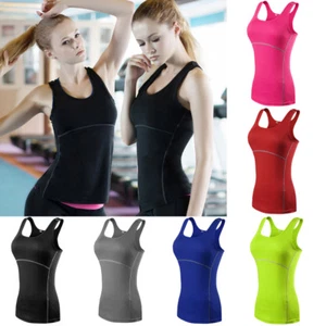 Women Sports Tank Tops Yoga Gym Running Quick Dry Stretch Vest Athletic Apparel - Picture 1 of 17