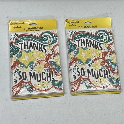 Set Of 2 Hallmark Expressions Blank 8 Pack Of Thank You Cards - Festive Decor - Image 1 of 2