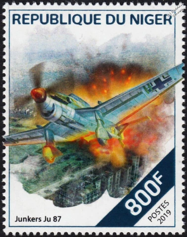 WWII Luftwaffe Junkers Ju.87 STUKA Dive Bomber Aircraft Stamp (2019 Niger) Cover