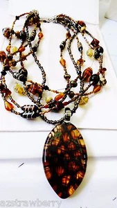 "COLLAR COLGANTE DE TONO PLATEADO CON CUENTAS DE VIDRIO CHICO'S ART 21" - Imagen 1 de 6