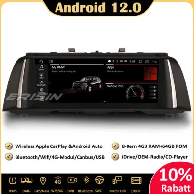 10.25" Android 13 Autoradio GPS Navi CarPlay DAB+4G Wifi für BMW 5er F10 F11 CIC - Bild 1 von 4