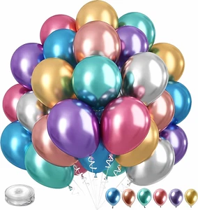 54Pcs 12Cm/5Inch Small Metallic Chrome Balloons Multicolor Mixed Assorted Colors - Picture 1 of 8