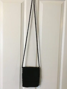 Cartera Elegante Elegante Elegante Pequeña Hermosa Negra Tejida con Cuentas Bandolera Sin Marca - Imagen 1 de 4