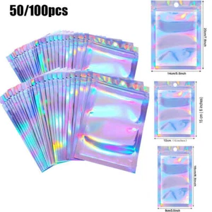 50/100x Wiederverschließbare Geruchsdichte Beutel Folie Druckverschlussbeutel Klar Lebensmittel Aufbewahrung Beutel - Bild 1 von 16