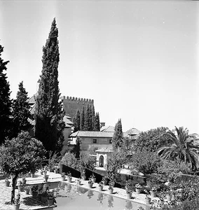 ESPAGNE c. 1951 - Jardins du Partal  Grenade - Négatif 6 x 6 - Esp 97 - Picture 1 of 1