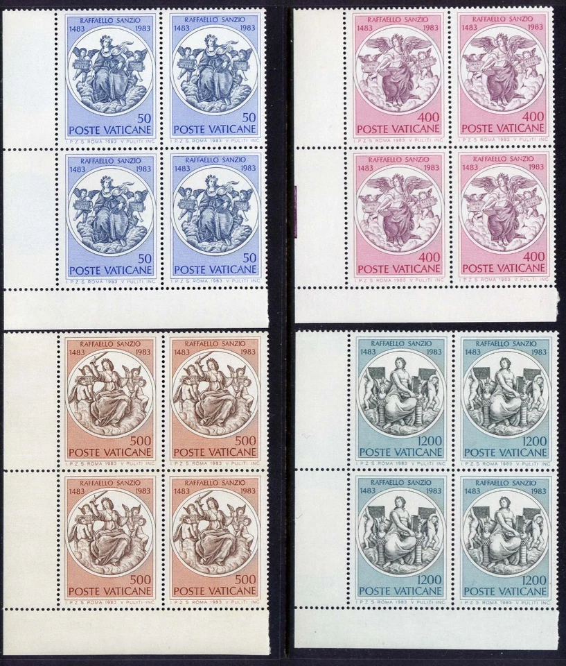 VATICAN Sc#725-8 Blk 4 1983 Painting - Theology by Raphael MNH Foto 1 de 1