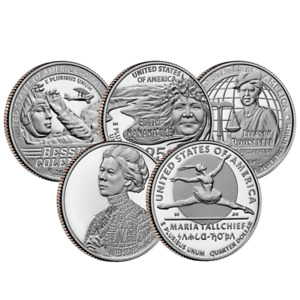🇺🇸 US American Women Quarter 5-Coin Gift Set Card, Coleman, Roosevelt, P, 2023