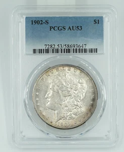 1902-S PCGS AU53 Morgan Silver Dollar Great Eye Appeal - Picture 1 of 3