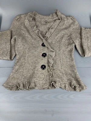 Suéter One Girl Who Crochet Color Beige Para Mujer Talla L con 3 Botones Delanteros  Foto 1 de 4