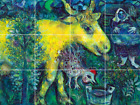 Marc Chagall der Bauernhof Tier Ziege Huhn Keramik Fliese Wandbild Backsplash