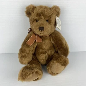 Russ Berrie Teddy Bear Plush Beadle Brown Soft Cuddle Toy Bow 35cm No. 23133 Tag - Picture 1 of 14