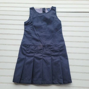 Gap Kids Girls Navy Blue Uniform Jumper Dress Sleveless Plaid M (8) - Picture 1 of 9