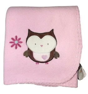Circo Pink OWL Flower Pink Fleece Baby Girl Blanket Lovey Target 28x28 Heart EUC - Picture 1 of 4
