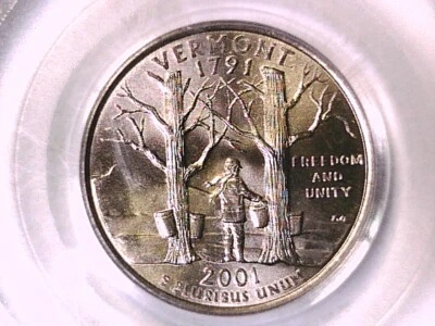 2001 D Washington State Quarter PCGS MS 66 Vermont 3743957 - Image 1 of 3