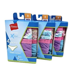 Hanes Ultimate X-Temp Cotton Blend Cool Comfort Bikinis 12-Pair Girl's Size 8  - Picture 1 of 8