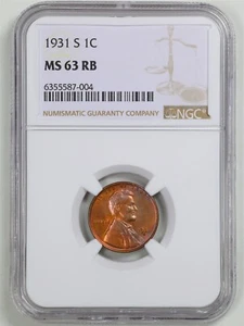 1931-S 1C Lincoln Wheat Cent MS63RB NGC 6355587-004 - Picture 1 of 4