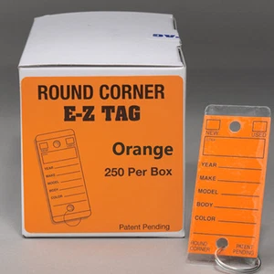 Car Dealer Key Tags | Orange Tags, Self Laminating, Round Corner | EZ407 250p - Picture 1 of 3