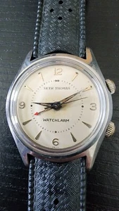 1950s Seth Thomas Alarm Wrist Watch Rare AS 1475 17J Working NOS Crystal Band - Imagen 1 de 8