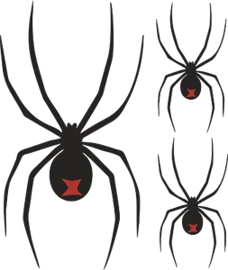 RED BACK / BLACK WIDOW SPIDER + 2 x HALF SIZED SPIDER Decals Black and Red - Picture 1 of 1