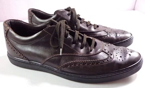 Tods Shoes Mens Dark Brown Leather Lace Up Sneaker Size 9 - Picture 1 of 11