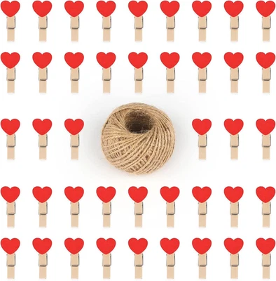 G2PLUS Herz Holzklammern Klein - 100Stück Deko Wäscheklammern Holz - Wäscheklamm - Bild 1 von 4