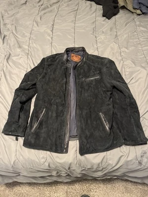 Chaqueta de bombardero Robert Comstock V6305 azul marino de gamuza para hombre talla grande Foto 1 de 3