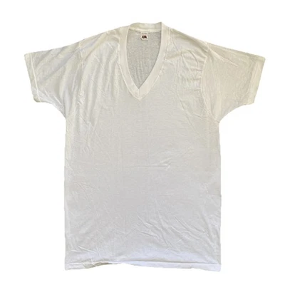 Camiseta interior vintage años 80 Fruit Of The Loom XL blanca cuello en V Foto 1 de 4