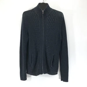 Calvin Klein Full Zip Mock Neck Sweater Men's Large Rib Knit Pockets Casual - Picture 1 of 9