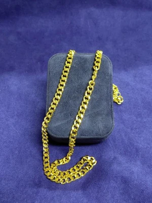 Gift 18K Gold Plated 925 Silver Flat Curb 26 in. Long Link Chain 39 gm - Image 1 of 4