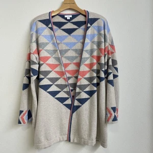 J.Jill Cardigan Sweater Womens Large Beige Natural Southwestern Cotton **READ - Picture 1 of 18