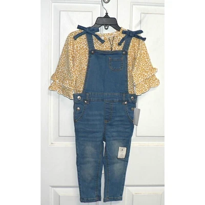 7 For All Mankind 女宝宝荷叶袖动物印花上衣和连体裤 24 个月 45 美元 — 第 1/3 张图片