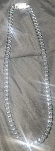 White Gold Filled Rhodium Chain With Vvs Cz On Box Lock 9.2mm 22inches Brand New - Picture 1 of 1