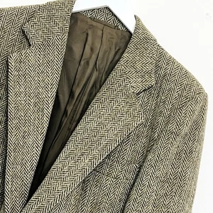 Harris Tweed Mens Beige Donegal Wool Blazer Jacket 42L Long Handwoven Scotland - Picture 1 of 10