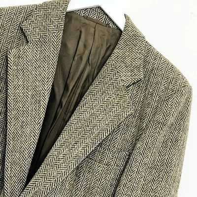 Harris Tweed Mens Beige Donegal Wool Blazer Jacket 42L Long Handwoven Scotland - Image 1 of 4