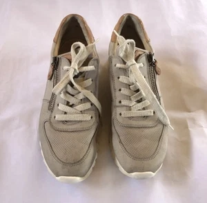 Paul Green Sneaker Schuhe Damen Größe UK 4 US 6 / 6,5 hellbraun grau Leder Reißverschluss - Bild 1 von 10
