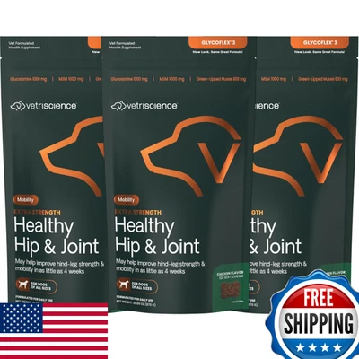 VetriScience GlycoFlex 3 Extra Strength mastiga quadril e articulações para cães - frango, 3 - Imagem 1 de 4