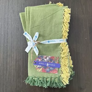 New April Cornell Napkins 100% Cotton Set Of 4 Green Gold Yellow - Picture 1 of 6