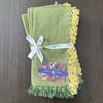 Nuevo juego de 4 servilletas April Cornell 100 % algodón oro verde amarillo Foto 1 de 4