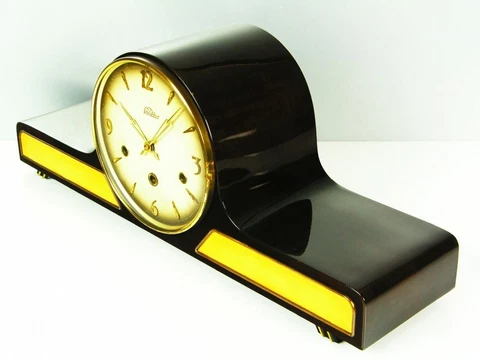ART DECO  WESTMINSTER CHIMING MANTEL CLOCK LAUFFER  BLACK FOREST GERMANY Cover