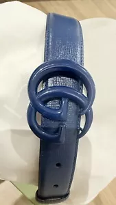 Gucci men’s Belt Marmont 95 double G Leather blue Monogram - Picture 1 of 9