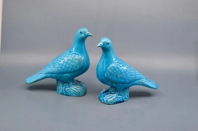 Antiguo, chino, pareja de pájaros, figuras, 7 x 6 pulgadas Foto 1 de 4