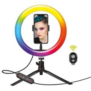 Soporte sobremesa Muvit con anillo de luz 10" 26 colores.Aros Selfie con mando. - Imagen 1 de 3