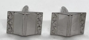 SET GEMELLI VINTAGE FOSTER ARGENTO STERLING TAGLIO DIAMANTE design 19,9 g RETTANGOLO - Foto 1 di 5
