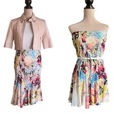Roberto Cavalli Silk Floral Midi Skirt or Strapless Mini Dress Size Large