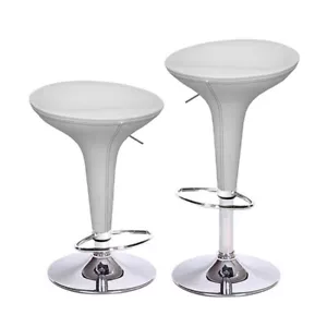 Zeitgenössisch " Leder Zoll Barhocker Weiß - Verstellbar Chair-Set Von 2 - Bild 1 von 4