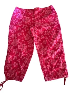 SO Bright Hawaiian Floral Red Pink Capris Junior's Women's Size 9 - Picture 1 of 9