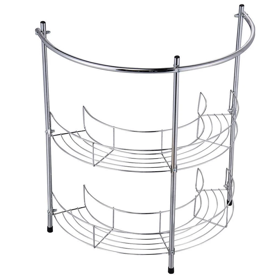UNDER BASIN RACK 2 Tier Chrome Silver Sink Storage Bathroom Shelf Organiser - Image 1 of 3