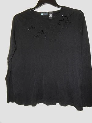 Camisa túnica RELATIVITY mujer negra con cuentas talla 1X Foto 1 de 4